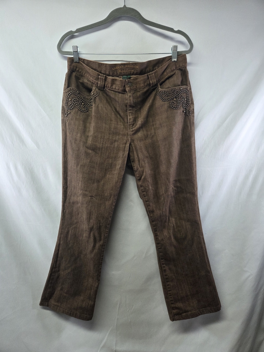 Ralph Lauren Brown Bootcut Jeans Womens 10 Studded Western